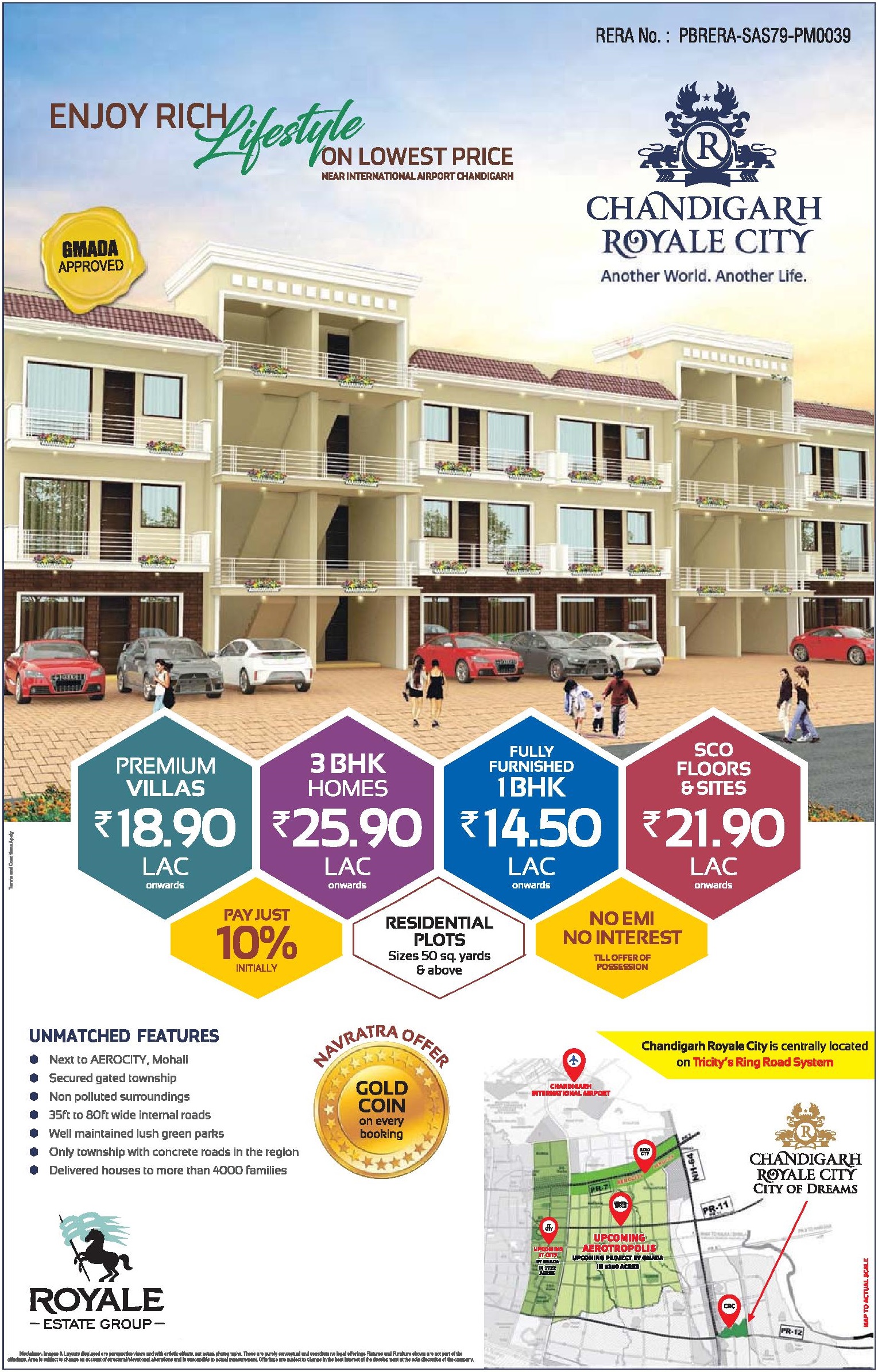Pay no EMI & no interest till offer of possession at Chandigarh Royale City in Chandigarh